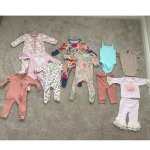Baby Girl 0-3, 3-6M Lot 10pc Haute Baby Rabbit Bear Seed Footies Bodysuits